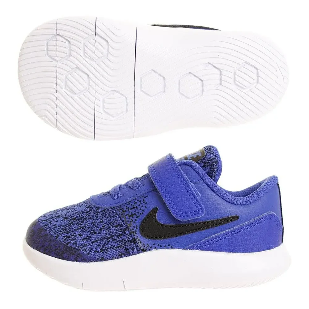 NIKE TODDLER FLEX CONTACT (TDV) RACER BLUE BLACK WHITE SIZE 6